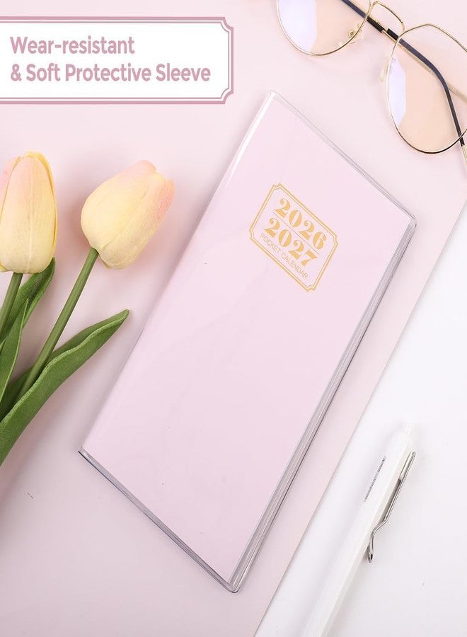 SKYDUE Pocket Calendar 2026-2027, Monthly Planner Jan 2026- Dec 2027 for Purse, 6.7" x 3.7" 2 Year Small Pocket Planner, Compact Design with Plastic Sleeve Pink - Image 3