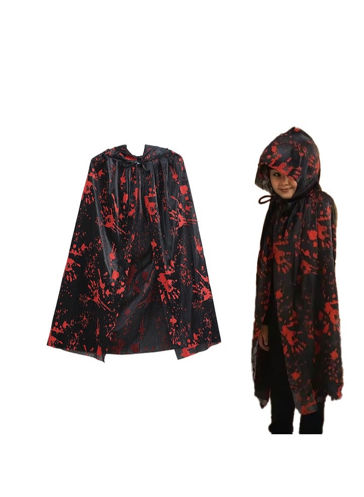 Home Smart Cape Witch Wizard Halloween Cape Cloak for Unisex Children's and Adult's Ideal for School Theme Play Halloween Party and Party Favor (Black and Red) - Image 1