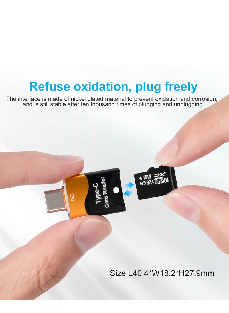 TF Card Reader, 2PC Micro SD Card Reader, High-Speed External Memory，Type C TF Memory Card Reader Adapter Compatible with Laptops, MacBook, Galaxy