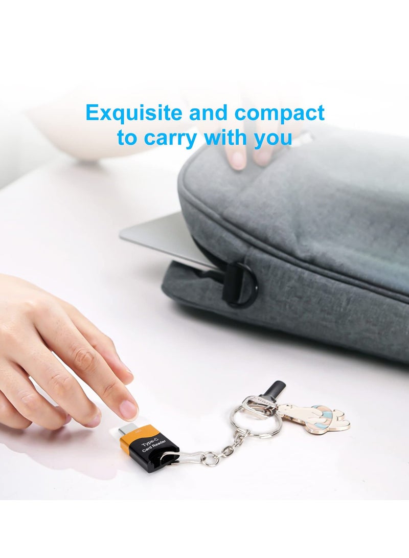 TF Card Reader, 2PC Micro SD Card Reader, High-Speed External Memory，Type C TF Memory Card Reader Adapter Compatible with Laptops, MacBook, Galaxy