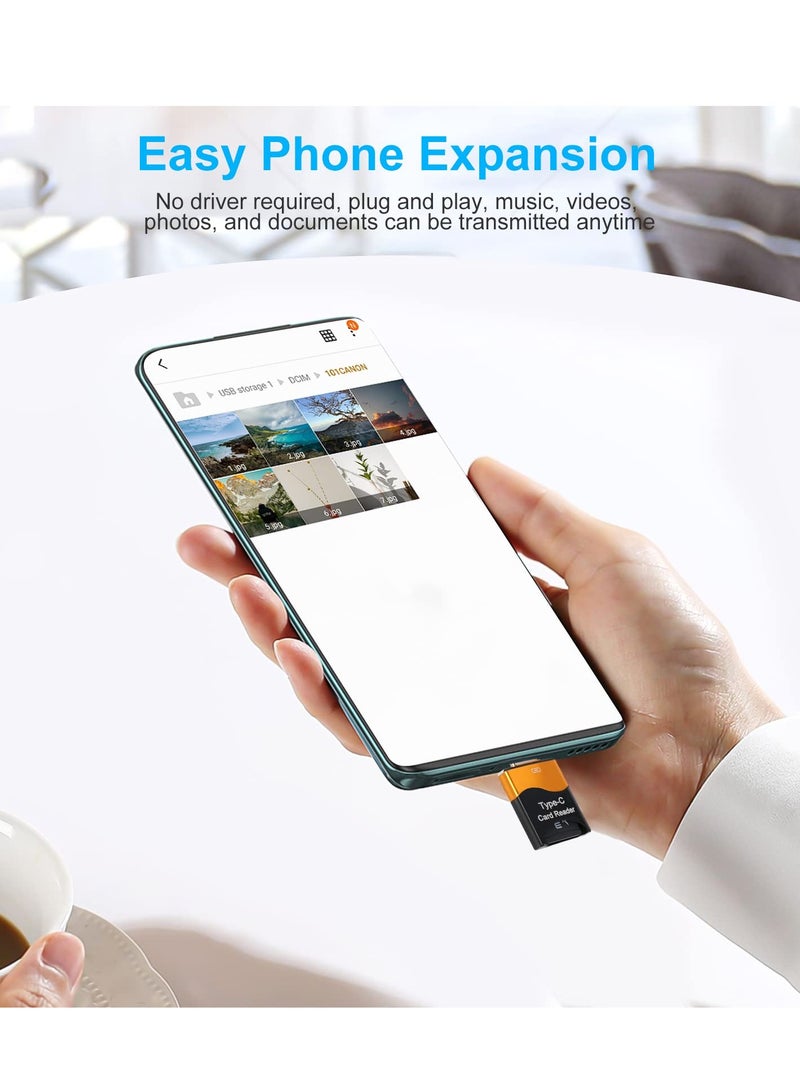 TF Card Reader, 2PC Micro SD Card Reader, High-Speed External Memory，Type C TF Memory Card Reader Adapter Compatible with Laptops, MacBook, Galaxy