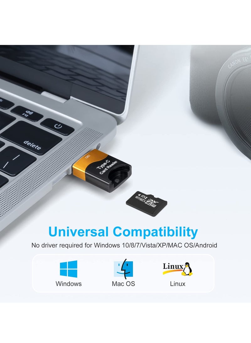 TF Card Reader, 2PC Micro SD Card Reader, High-Speed External Memory，Type C TF Memory Card Reader Adapter Compatible with Laptops, MacBook, Galaxy