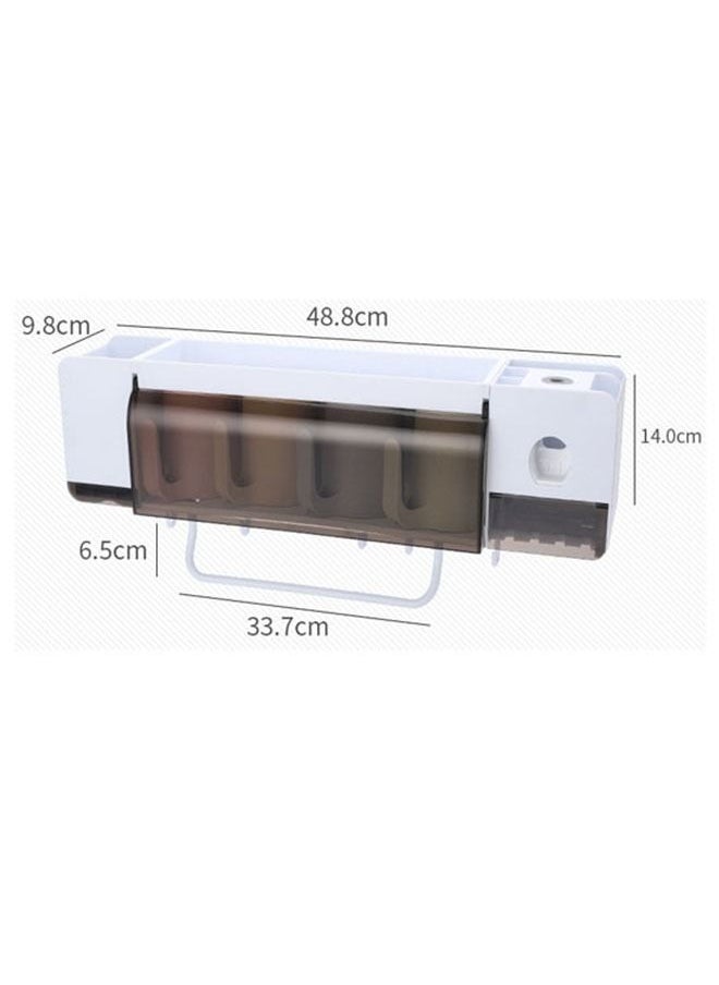 ZCM-HAPPY Toothbrush holder with cup and toothpaste dispenser and storage shelf  - Image 2