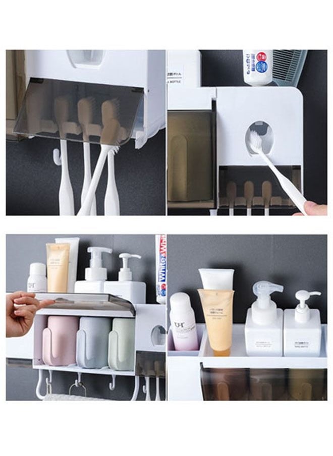 ZCM-HAPPY Toothbrush holder with cup and toothpaste dispenser and storage shelf  - Image 5