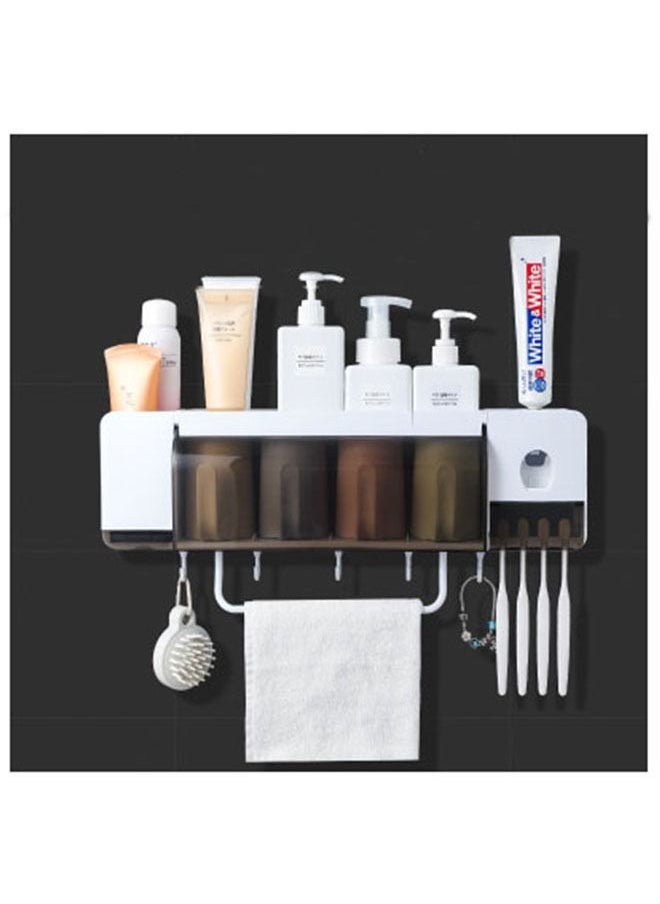 ZCM-HAPPY Toothbrush holder with cup and toothpaste dispenser and storage shelf  - Image 1