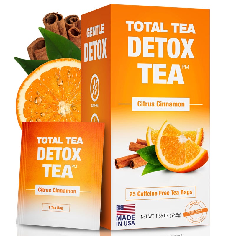 Total Tea SIimming Detox Tea Caffeine Free - 25 Day Detox - Herbal Tea with Chamomile, Hibiscus Tea & Ginger Root for Colon Cleanse - Natural Citrus & Cinnamon Herbal Tea for Digestive Health - Image 1