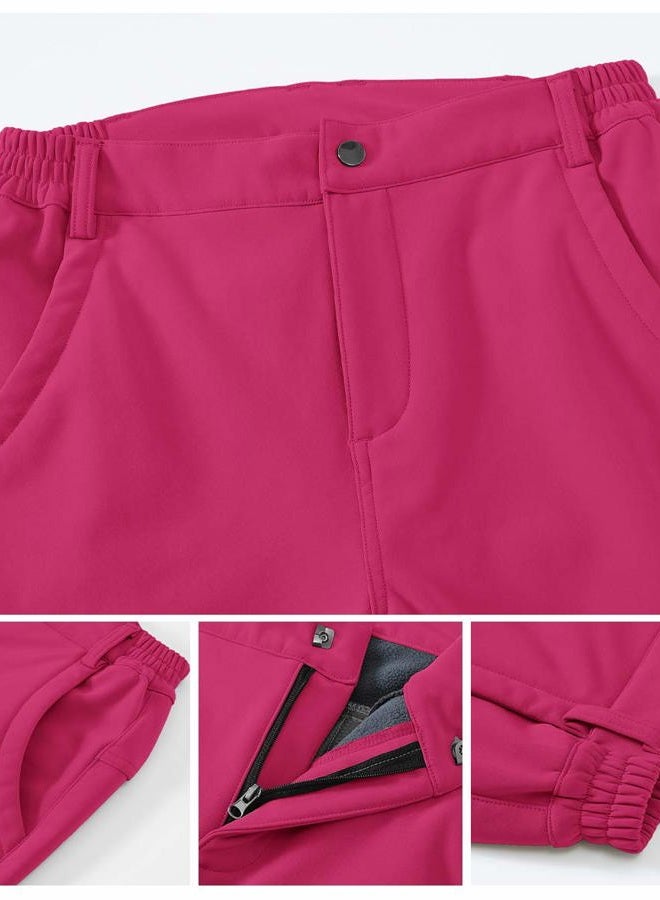 Gopune Women's Waterproof Windproof Outdoor Hiking Snow Ski Insulated Pants XX-Large Rose Red - Image 4