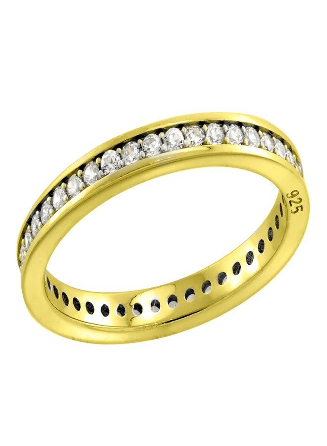 Sabrina Silver Tricolor Sterling Silver Channel Pave CZ 3-Stack Eternity Ring Set for Women 6mm wide size 8 - Image 3