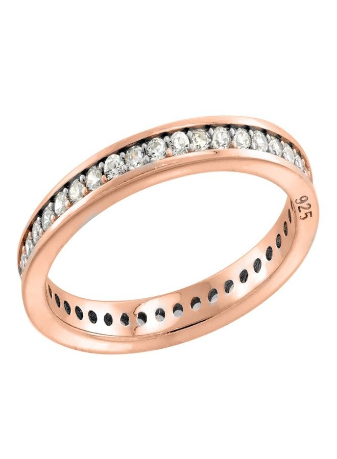 Sabrina Silver Tricolor Sterling Silver Channel Pave CZ 3-Stack Eternity Ring Set for Women 6mm wide size 8 - Image 4