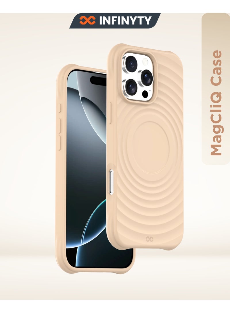 INFINYTY iPhone 16 Pro Max Ripple Silicone Case- Quiver (Desert Titanium), MagSafe Compatible, Mil. Grade Drop-Tested, Ultra-Soft Lining, Shockproof & Anti-Scratch, Slim Ripple Grip Design - Image 1