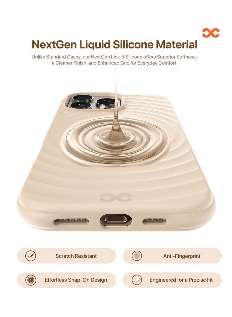 INFINYTY iPhone 16 Pro Max Ripple Silicone Case- Quiver (Desert Titanium), MagSafe Compatible, Mil. Grade Drop-Tested, Ultra-Soft Lining, Shockproof & Anti-Scratch, Slim Ripple Grip Design - Image 3