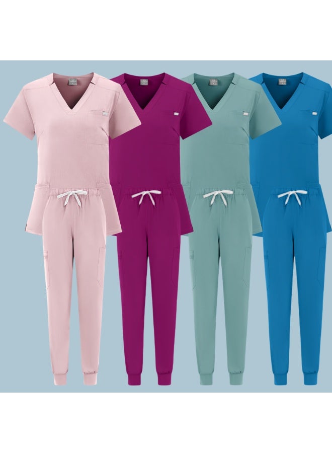 Loquat Womens Medical Scrubs Set Medical Uniform Set Sky Blue - Image 4