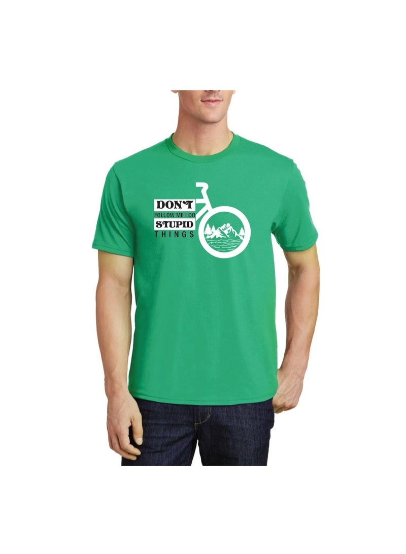 PRINTSHOP4ME Cycling Design Printed Adult Unisex Cotton T-Shirt - Fun and Colorful Bicycle T-Shirt with Round Neck Short Sleeve - Perfect for Cyclists - Image 1