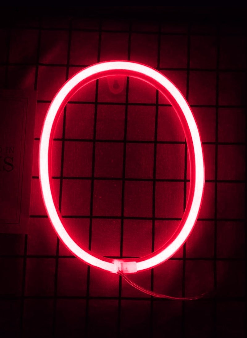 سلة حرف بإضاءة النيون باللون الأحمر الدافىء – O - Image 1