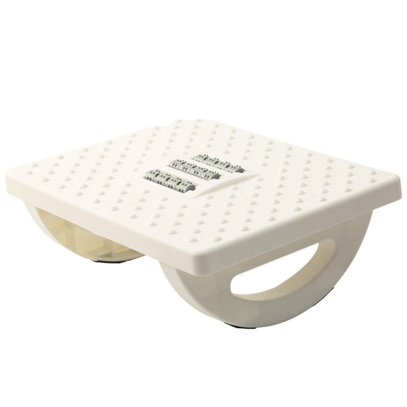 Under Desk Foot Rest: White PP Material - 180° Angle Adjustment Ergonomic Foot Stool With Massage Rollers for Office Home Travel - Image 1