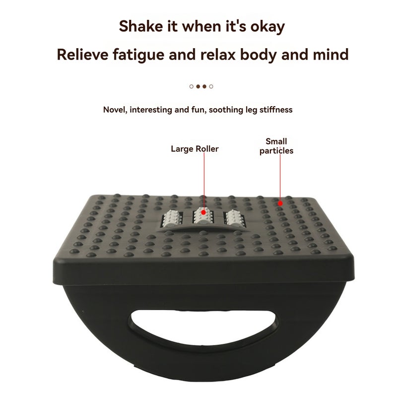 Under Desk Foot Rest: White PP Material - 180° Angle Adjustment Ergonomic Foot Stool With Massage Rollers for Office Home Travel - Image 5