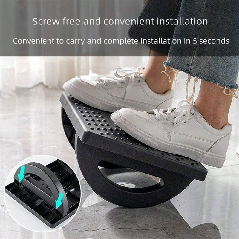 Under Desk Foot Rest: White PP Material - 180° Angle Adjustment Ergonomic Foot Stool With Massage Rollers for Office Home Travel - Image 2