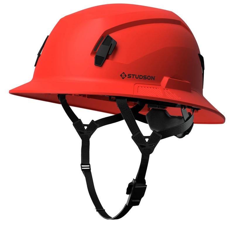STUDSON SHK-1 Full Brim Safety Helmet: ANSI/ISEA Z89.1 Type II Compliant (R 2019), Lightweight & Breathable, NFC Emergency Contact Chip, One Size, Class C & E Protection (Non-Vented, Red) - Image 3