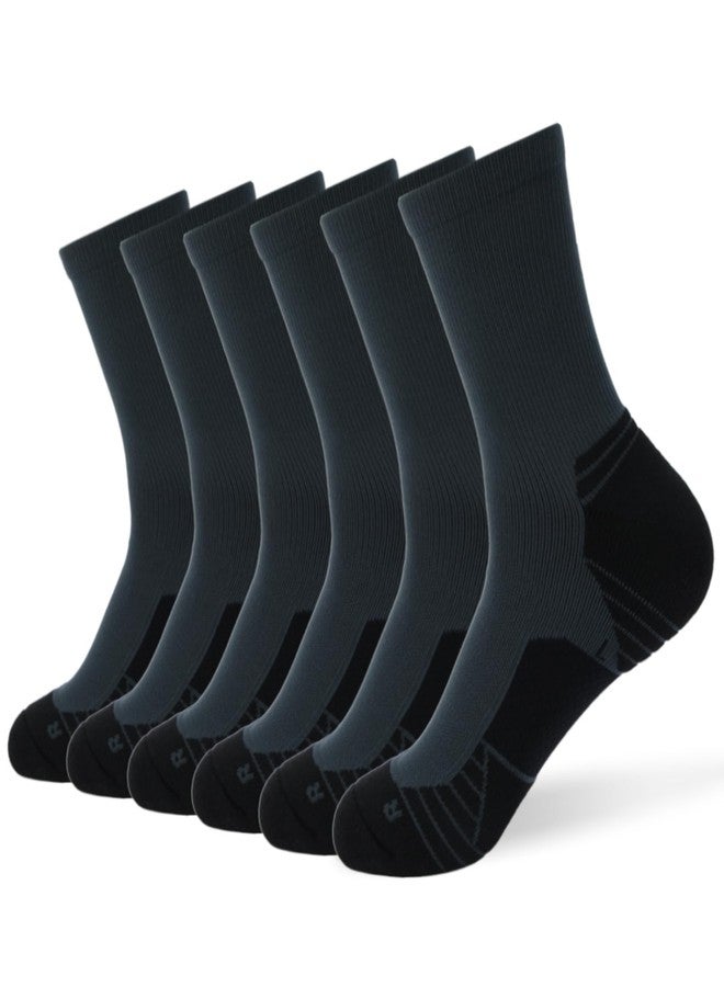 واندر جوارب رياضية رجالية من WANDER، 6 أزواج، جوارب رياضية ماصة للرطوبة للجري وركوب الدراجات، مقاسات من 6 إلى 9 - Image 1