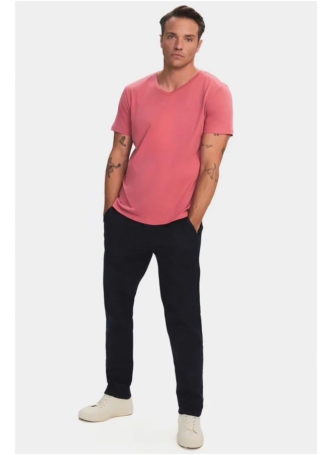 جون June Men Regular Fit Basic Short Sleeve V-Neck Tshirt Rose