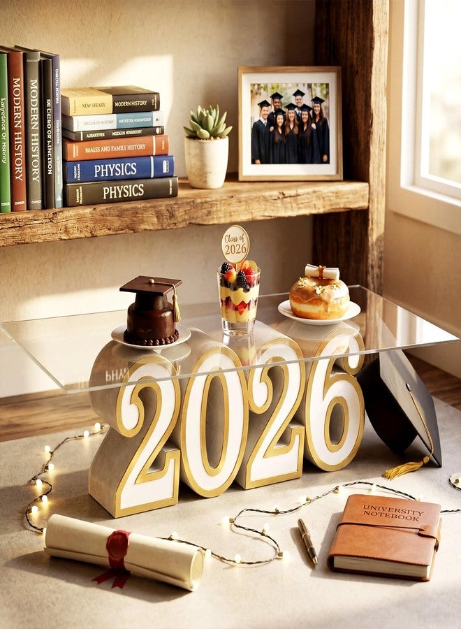 Novabright 2026 Graduation Cake Stand Class of 2026 Letters Cupcake Stand Display Graduation Dessert Snack Food Table Centerpieces Signs for High School College Congraduation Grad Party Decorations - Image 2
