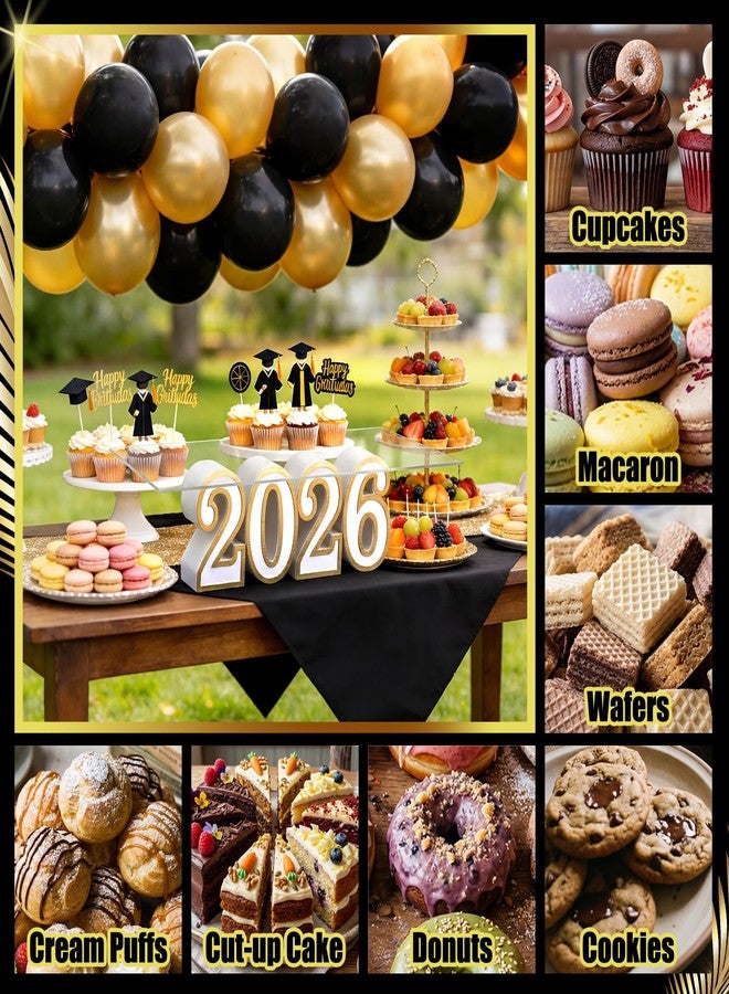 Novabright 2026 Graduation Cake Stand Class of 2026 Letters Cupcake Stand Display Graduation Dessert Snack Food Table Centerpieces Signs for High School College Congraduation Grad Party Decorations - Image 3