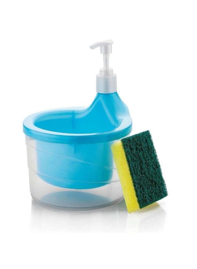 Meghasky Double Layer Liquid Soap Dispenser with Pump and Sponge Holder, Dishwasher Liquid Holder, Kitchen Sink Accessory - Image 1