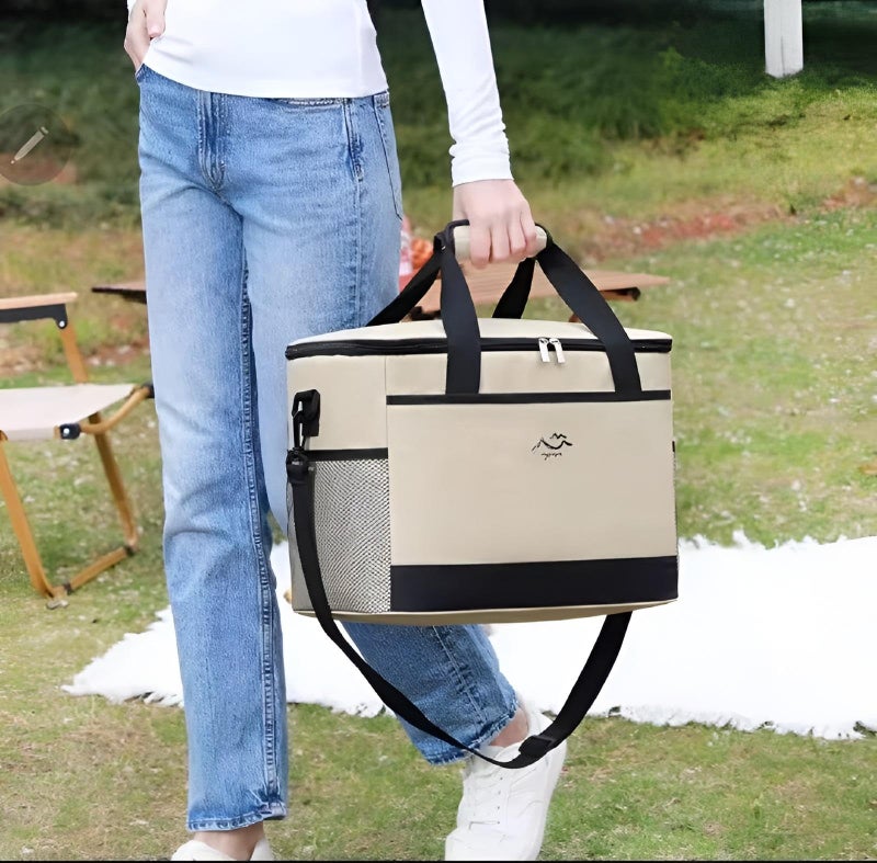 Insulated Bag - Jumbo thermal food storage bag with foam lining, denim exterior, keeps hot and cold items fresh, measures approx 38x28x24cm, available in multiple stylish colors for daily use. - Image 2