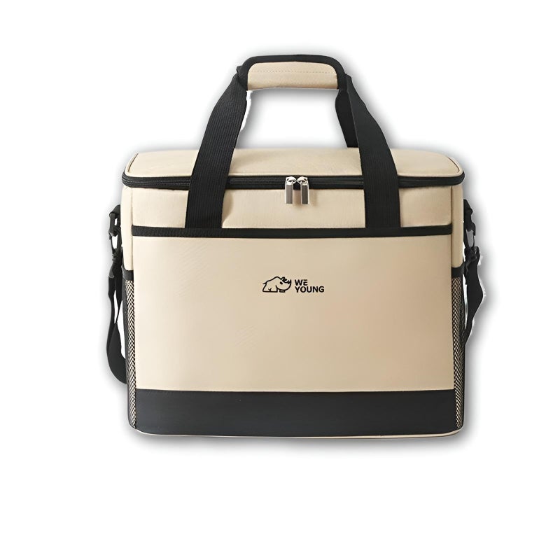 Insulated Bag - Jumbo thermal food storage bag with foam lining, denim exterior, keeps hot and cold items fresh, measures approx 38x28x24cm, available in multiple stylish colors for daily use. - Image 1