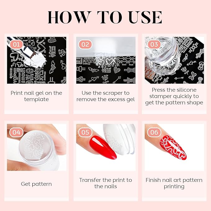 AIMEILI Nail Art Stamping Templates Manicure Tool Kit 5Pcs Nail Stamping Plates 2 Stamper 2 Scraper 1 Latex Peel Off Tape Flower Animal Pattern Manicure Print Tools for DIY Nail Art Designs - Image 5