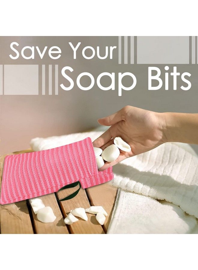 Linkidea 3 Pack Stripes Soap Bag For Soap Bars Exfoliating Sponge Body Scrubber Shower Soap Holder With Lanyard Mesh Soap Saver Pouch For Bath Bar Soap Foaming & Drying Soap Bags Bulk Pack - Image 3