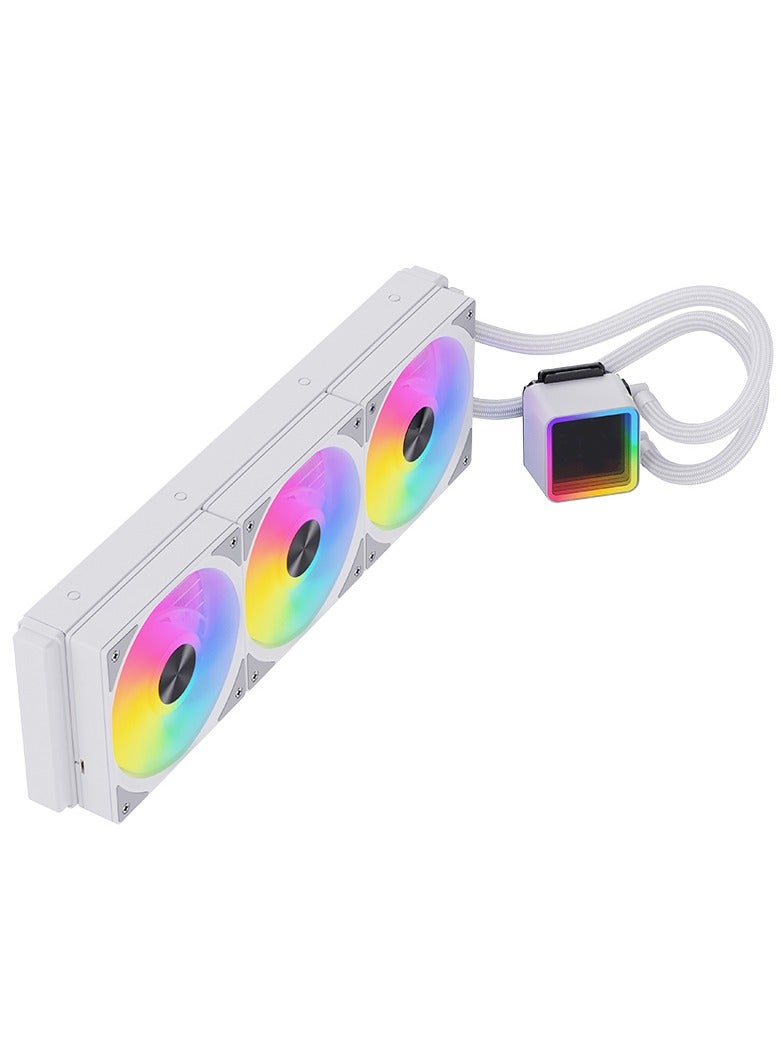 PC Water Cooling System, 360mm ARGB LED, Square Frame, Integrated Fan, MB Sync, PWM Fan,for Intel:LGA1700 / 1200 / 1150 / 1151 / 1155 / 1156 / 1356 / 1366 / 13 / 15 / 17 / 19 / E3 （Special note: LGA775 is not supported;for AMD:AM5 / AM4 / AM3 / FM2 / FM1/ Ryzen3 / Ryzen5 / Ryzen7 / Ryzen9;for Xeon:E5 / X79 / X99 / LGA2011 / 2066  (Special note: 2011 rectangular server hole positions are not supported)  - Image 1