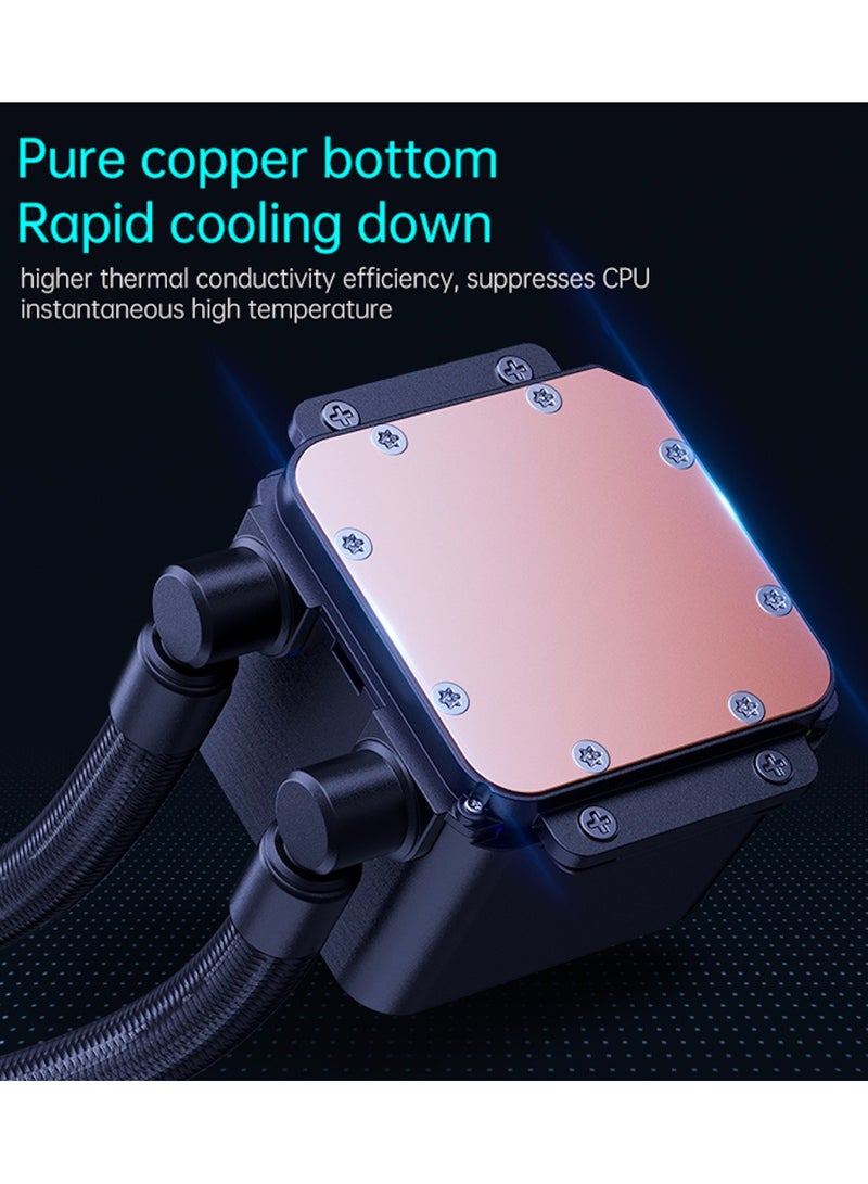 PC Water Cooling System, 360mm ARGB LED, Square Frame, Integrated Fan, MB Sync, PWM Fan,for Intel:LGA1700 / 1200 / 1150 / 1151 / 1155 / 1156 / 1356 / 1366 / 13 / 15 / 17 / 19 / E3 （Special note: LGA775 is not supported;for AMD:AM5 / AM4 / AM3 / FM2 / FM1/ Ryzen3 / Ryzen5 / Ryzen7 / Ryzen9;for Xeon:E5 / X79 / X99 / LGA2011 / 2066  (Special note: 2011 rectangular server hole positions are not supported)  - Image 4