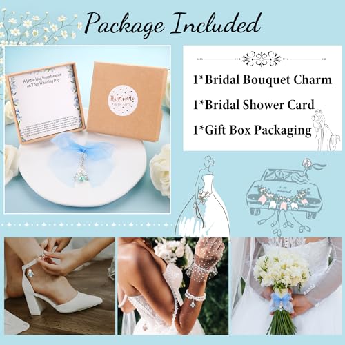 Pealicious Something Blue Gift for Bride, Bridal Accessories as Bridal Shower Gifts Angel Bouquet Charms for Wedding Memory Hug from Heaven Memorial Gifts for Loss of Mom and Dad Buckle on Blue Garter - Image 5