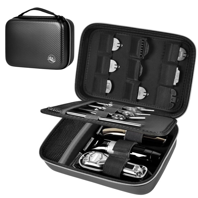 Boobowl Barber Accessories Bag for Clippers and Supplies Mens Hair Trimmers Box Portable Storage Organizer for Hair Cutting Guard Grooming Kit and Barbers Supplies Bag Only BlackSilver Zipper - Image 2