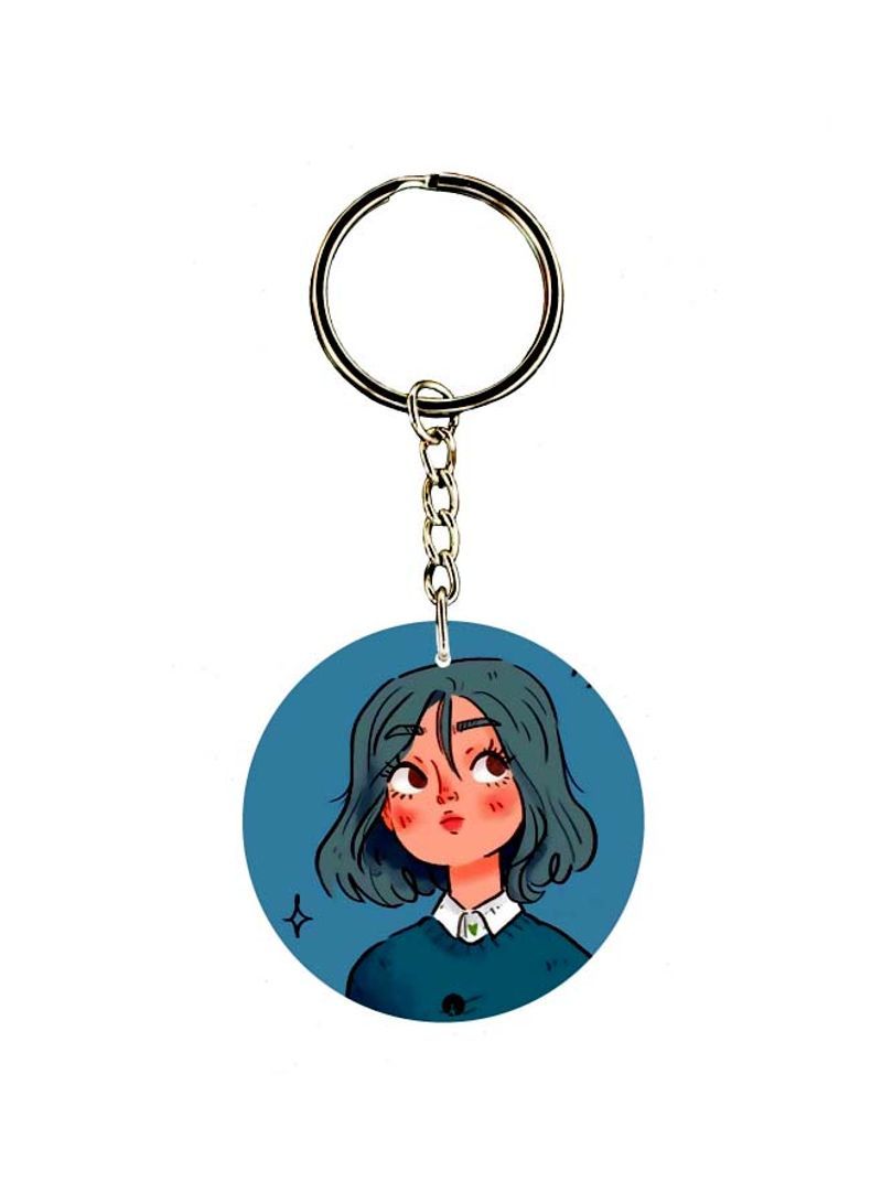 Girl Printed Double Sided Keychain