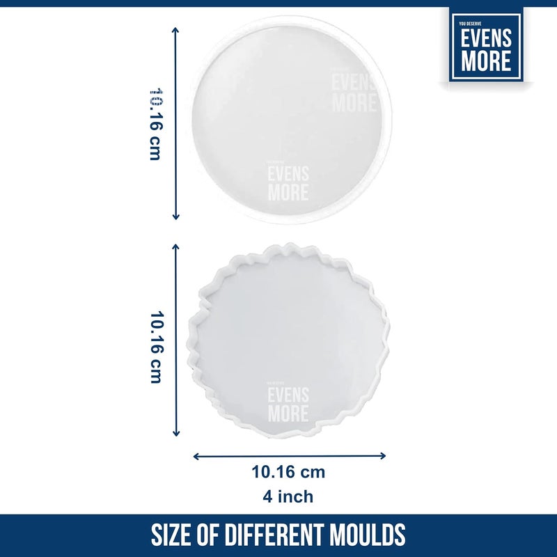 EVENS MORE DIY Resin 4 Inch Coaster Kit with 200Gm Crystal Clear Resin and Glitter Round and Agate Mould (Coaster Kit) - Image 5