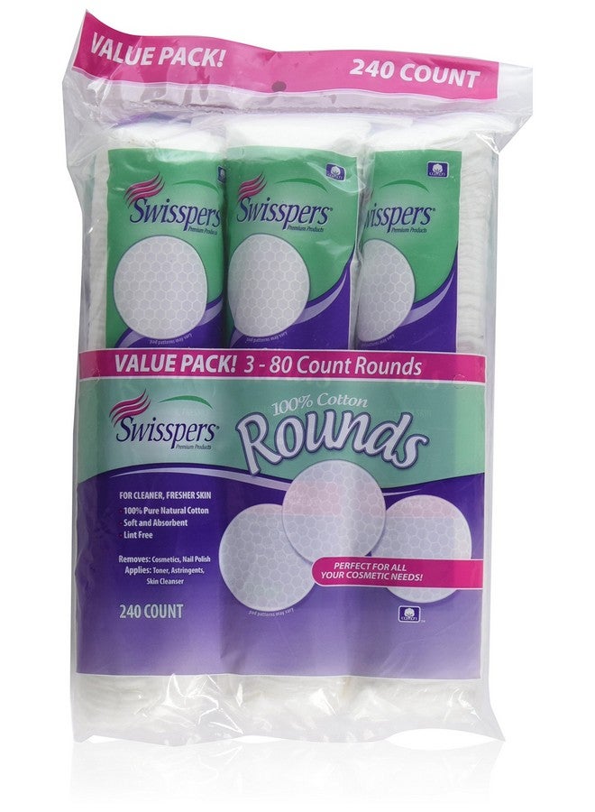 Swisspers Cotton Rounds 80 Count 100% Cotton (3 Pack)