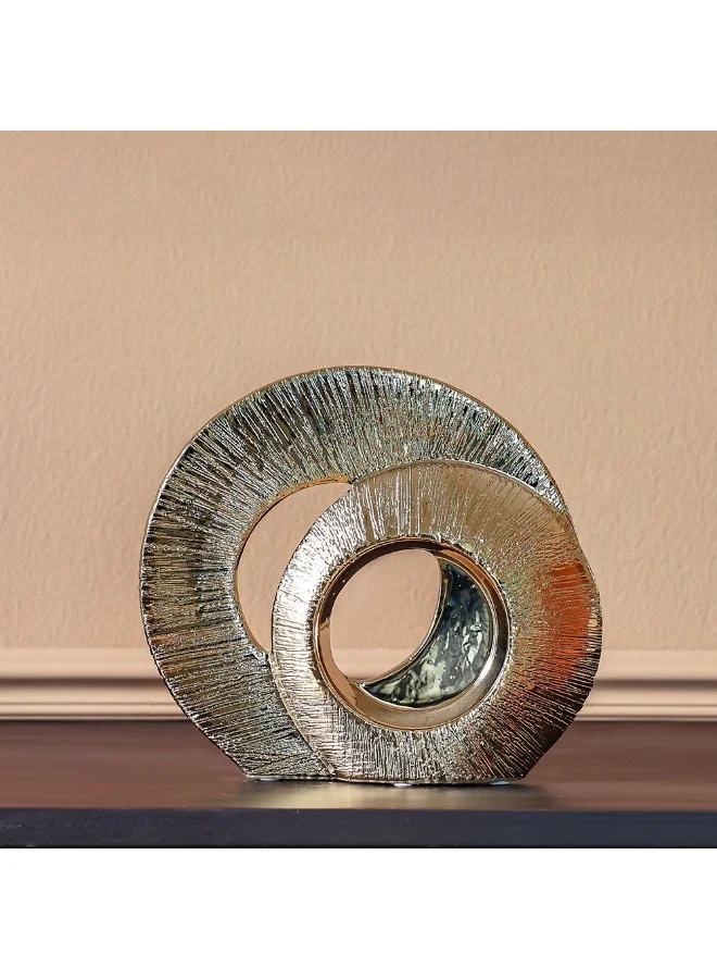 دانوب هوم Danube Home Inaaya Textured Ceramic Accent Figurine - 23.5X7X21Cm Luxurious Stoneware Decor With Titanium Gold Finish| Home Decor Collection Decorative Home Accessories