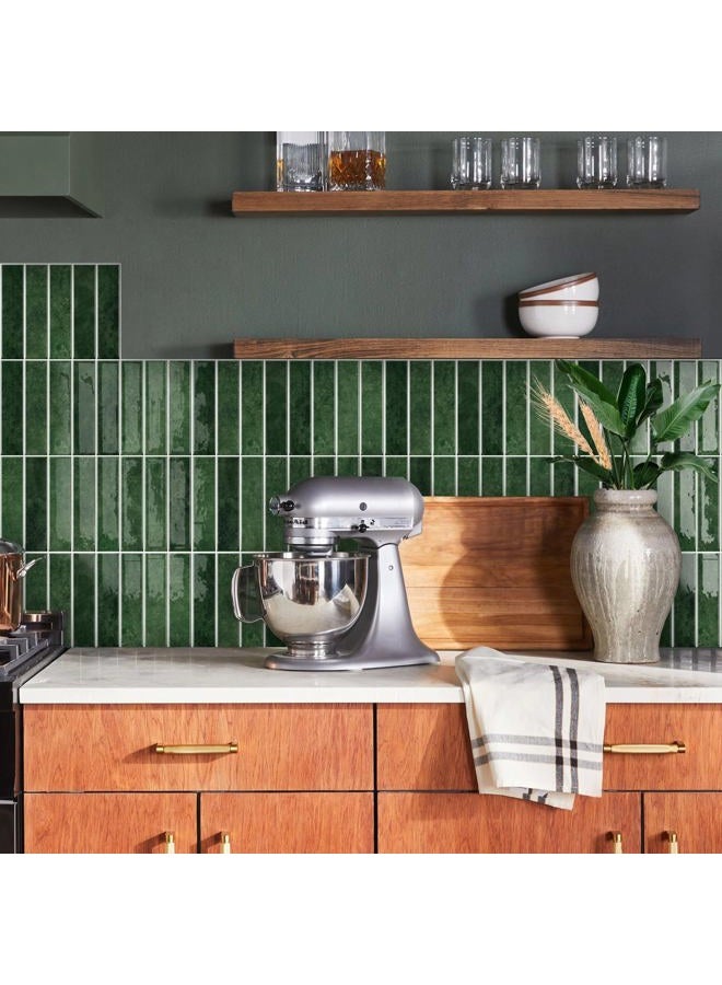 Alwayspon 10 Sheets 12" x12'' Green 3D Vinyl Backsplash Tiles, Self-Adhesive Peel and Stick Wall Tile Stickers Stick on Subway Tiles for Kitchen Bathroom Wall - Image 1