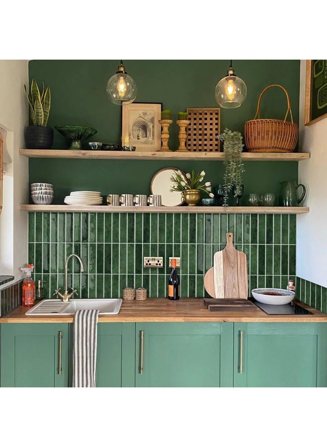 Alwayspon 10 Sheets 12" x12'' Green 3D Vinyl Backsplash Tiles, Self-Adhesive Peel and Stick Wall Tile Stickers Stick on Subway Tiles for Kitchen Bathroom Wall - Image 3