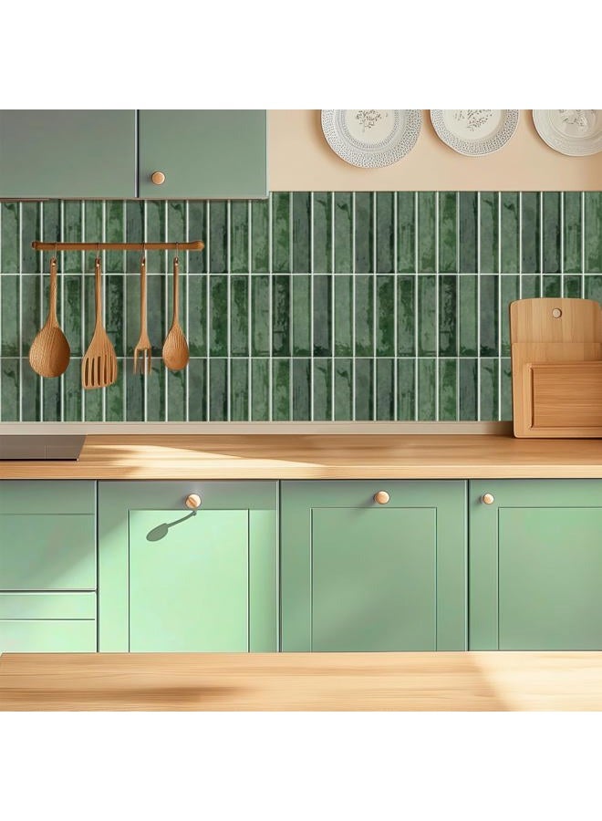 Alwayspon 10 Sheets 12" x12'' Green 3D Vinyl Backsplash Tiles, Self-Adhesive Peel and Stick Wall Tile Stickers Stick on Subway Tiles for Kitchen Bathroom Wall - Image 4