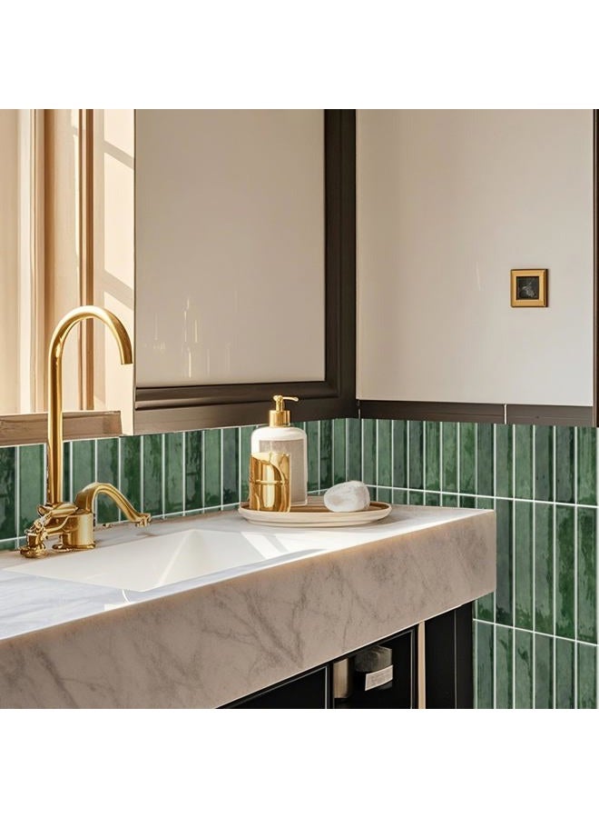 Alwayspon 10 Sheets 12" x12'' Green 3D Vinyl Backsplash Tiles, Self-Adhesive Peel and Stick Wall Tile Stickers Stick on Subway Tiles for Kitchen Bathroom Wall - Image 5