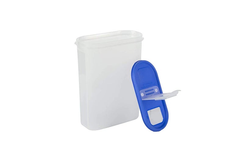 Cutting EDGE FlipTop Modular Dispenser 05LX4 12LX3 18LX2 24LX1 Containers Oval Set for Rice DalAtta Flour Snacks Set of 10 Blue Lids Free Plain Lids extra for each container - Image 3
