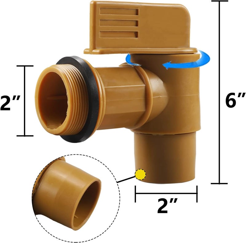 MUGLIO Drum Faucet Polyethylene Tap 2" Barrel Faucet Replacement Spigot for 15, 30 & 55 Gallon Drum by 2 Pack - Image 2