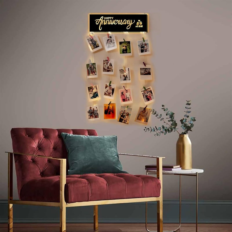 Decorcreed ديكوركريد عرض صور ذكرى سعيدة مع مشابك حبل للتزيين على الحائط بحجم 70 سم × 36 سم - Image 3