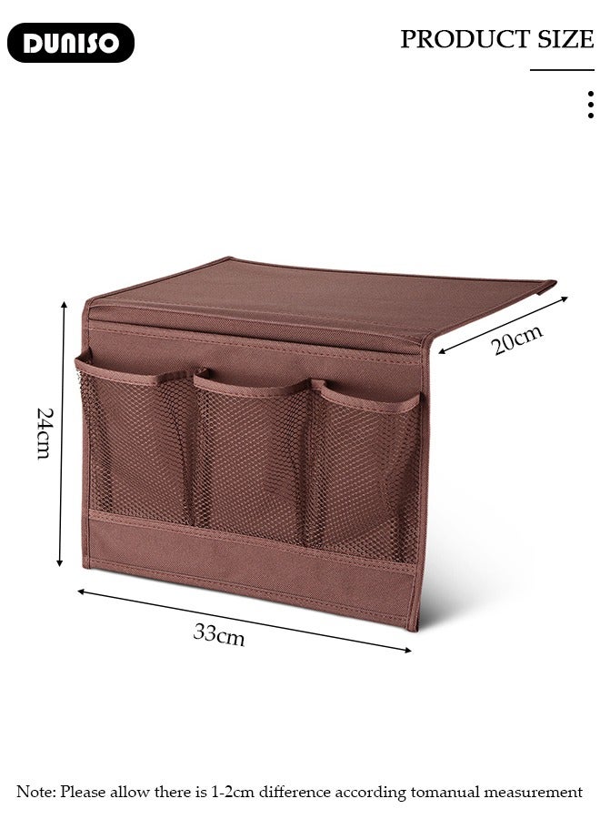 DUNISO Bedside Caddy Bedside Storage Organizer,Remote Control Holder Armchair Organizer Couch Caddy Sofa Armrest Bag for Tablet Magazine Phone Remotes  - Image 4