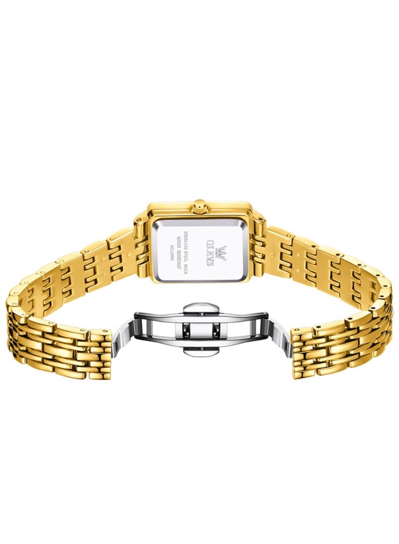 أوليفز ساعة OLEVS النسائية المصنوعة من الفولاذ المقاوم للصدأ والمضيئة والمرصعة بالألماس 9995 - Image 2