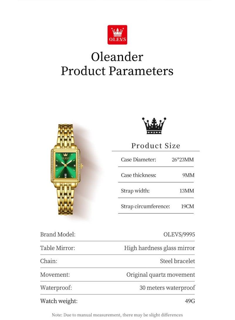 أوليفز ساعة OLEVS النسائية المصنوعة من الفولاذ المقاوم للصدأ والمضيئة والمرصعة بالألماس 9995 - Image 5