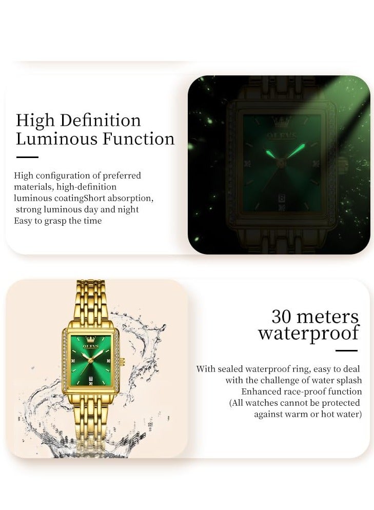 أوليفز ساعة OLEVS النسائية المصنوعة من الفولاذ المقاوم للصدأ والمضيئة والمرصعة بالألماس 9995 - Image 4